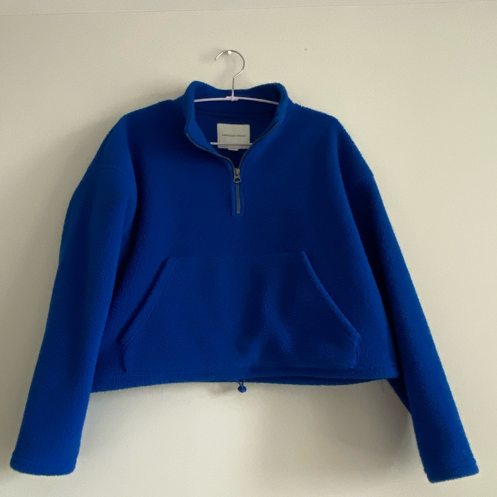 American Eagle Outfitters Blue Quarter-Zip Sweatshirt